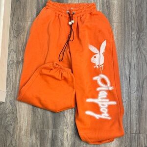 PLAYBOY Misguided Vibrant Orange Joggers
